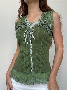 Pretty angel Green corset lace fairy core top